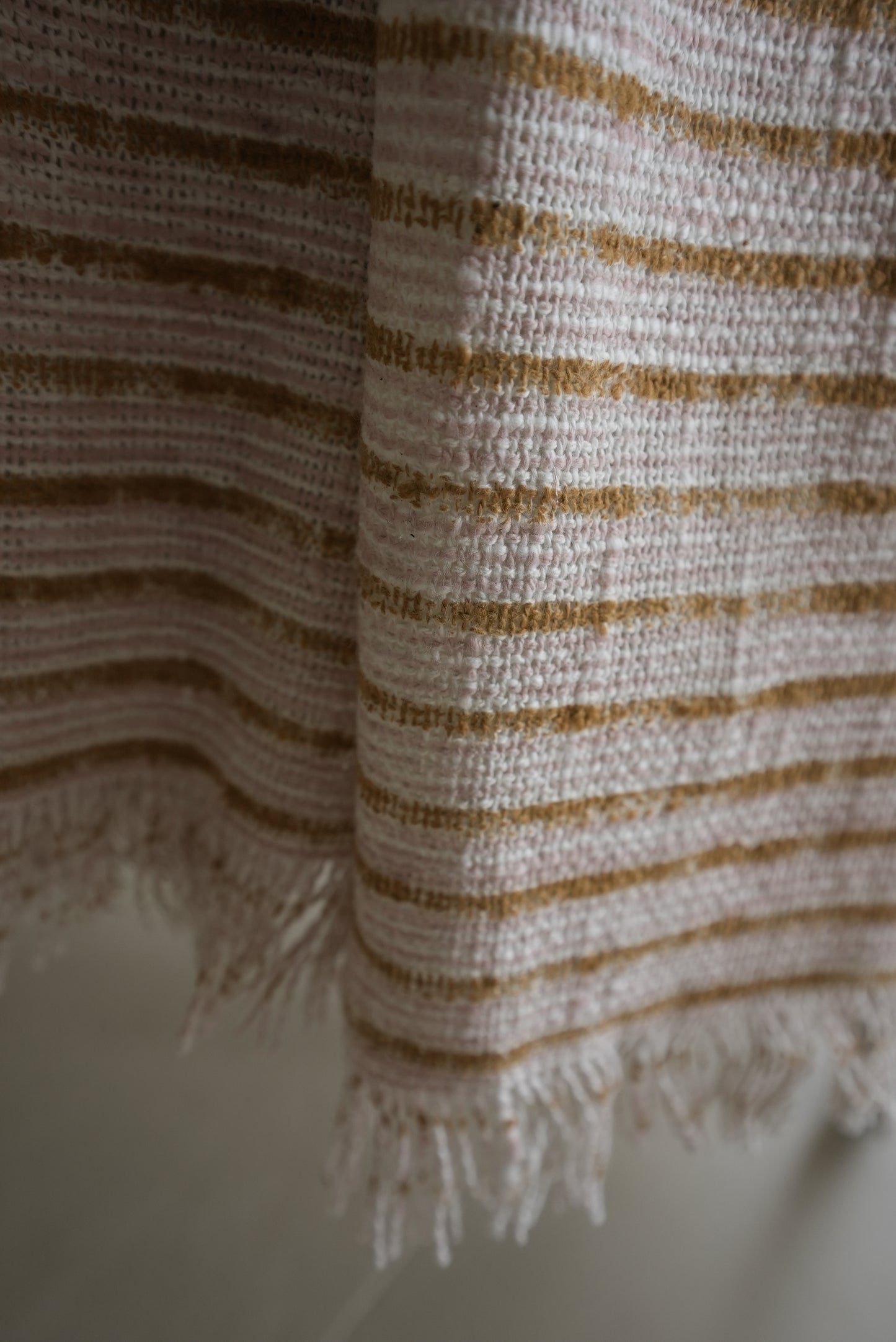 Ochre & Blush Pink Striped Throw