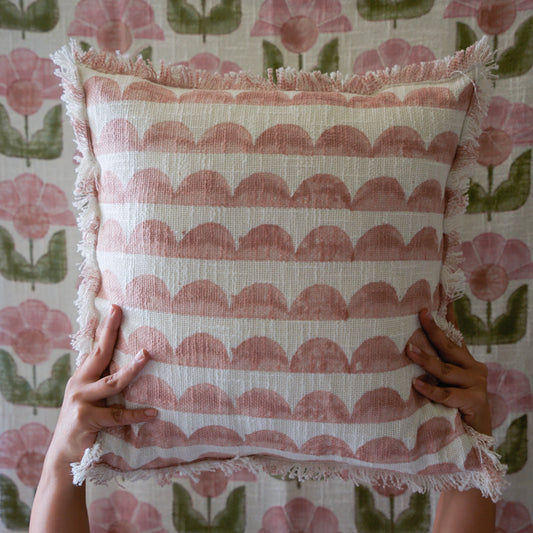 Block printed Earthy Rust 16" cushion