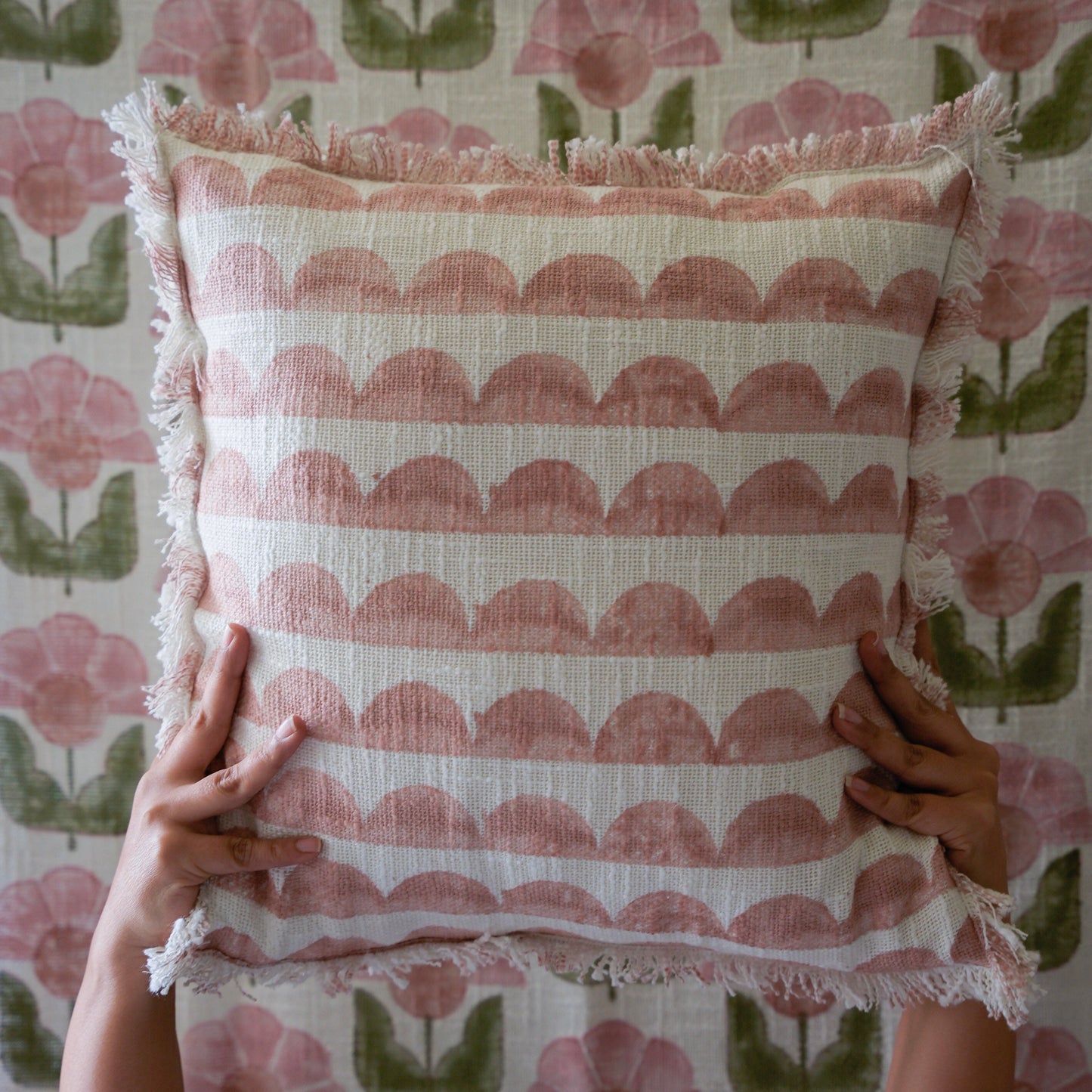 Block printed Earthy Rust 16" cushion