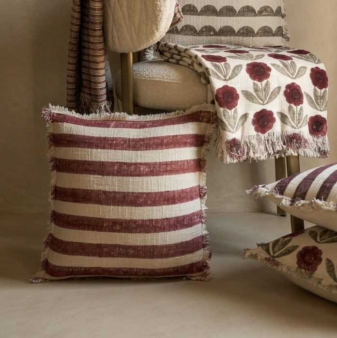 Maroon Striped Cushion