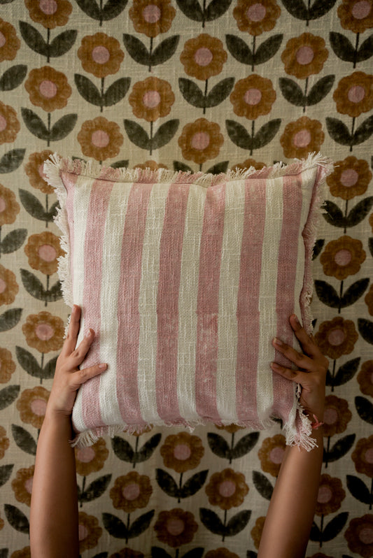 Light Pink Striped Cushion