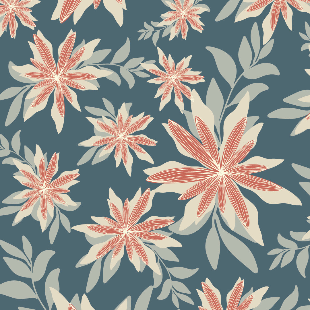 The Blue Ivy Botanical Upholstery Fabric