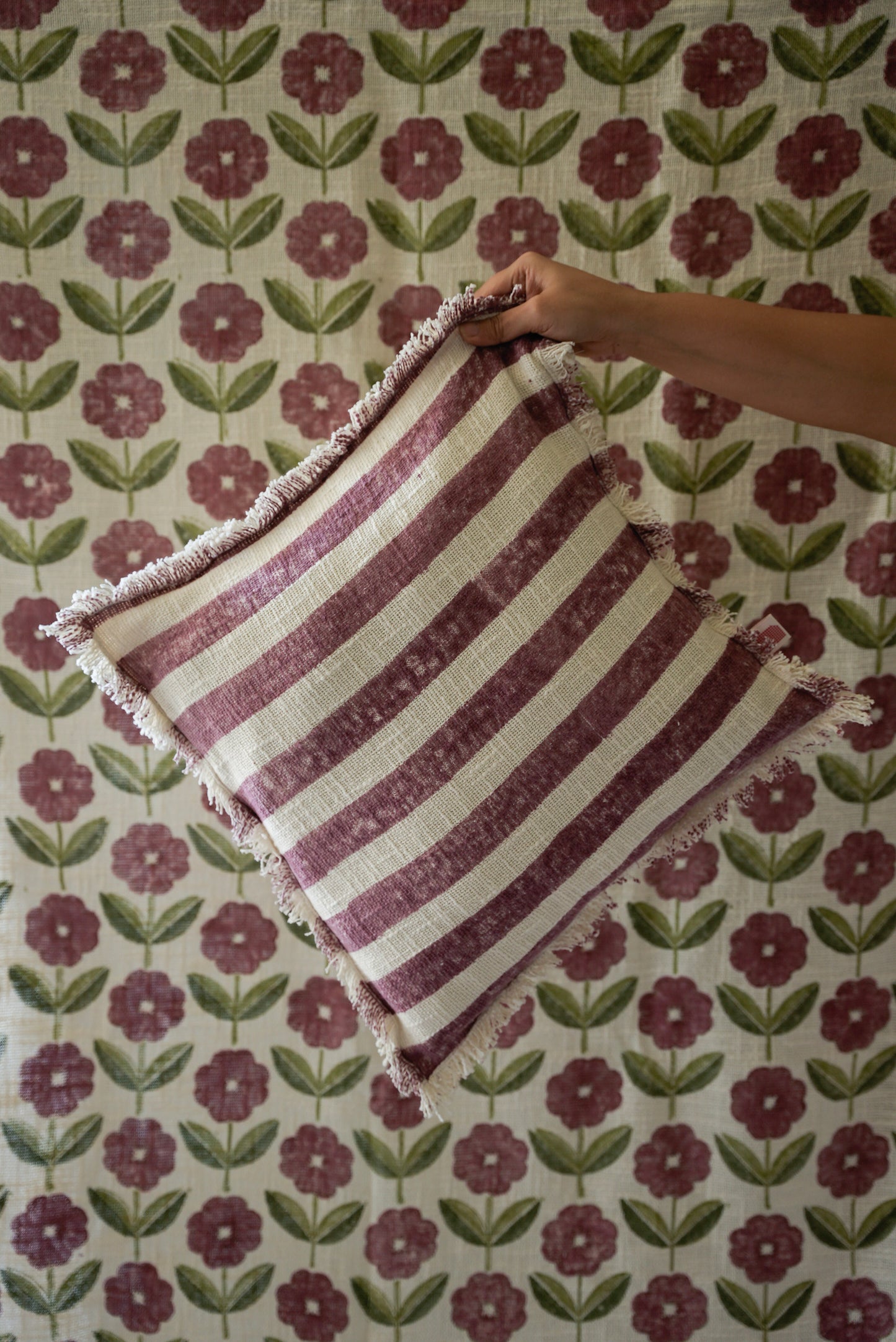 Rani Pink Striped Cushion