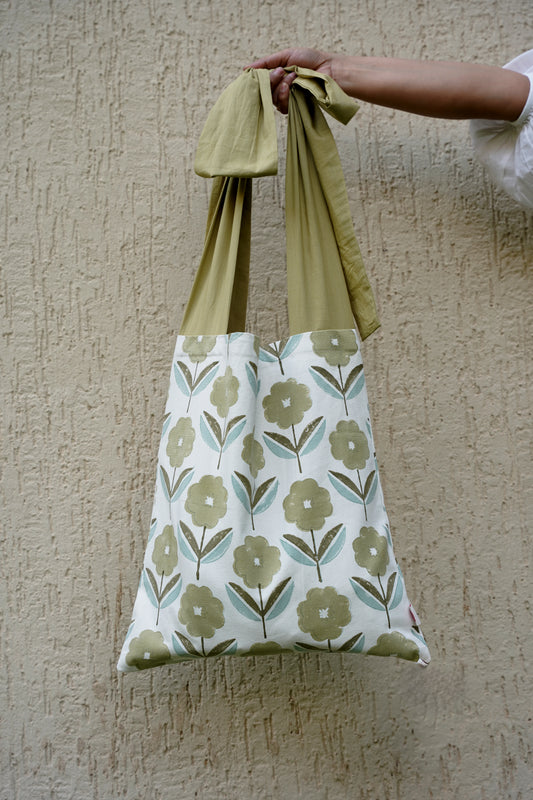floral-patterned tote bag