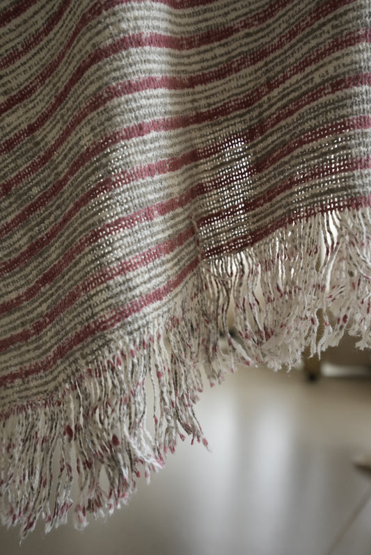 Red & Grey Striped Throw