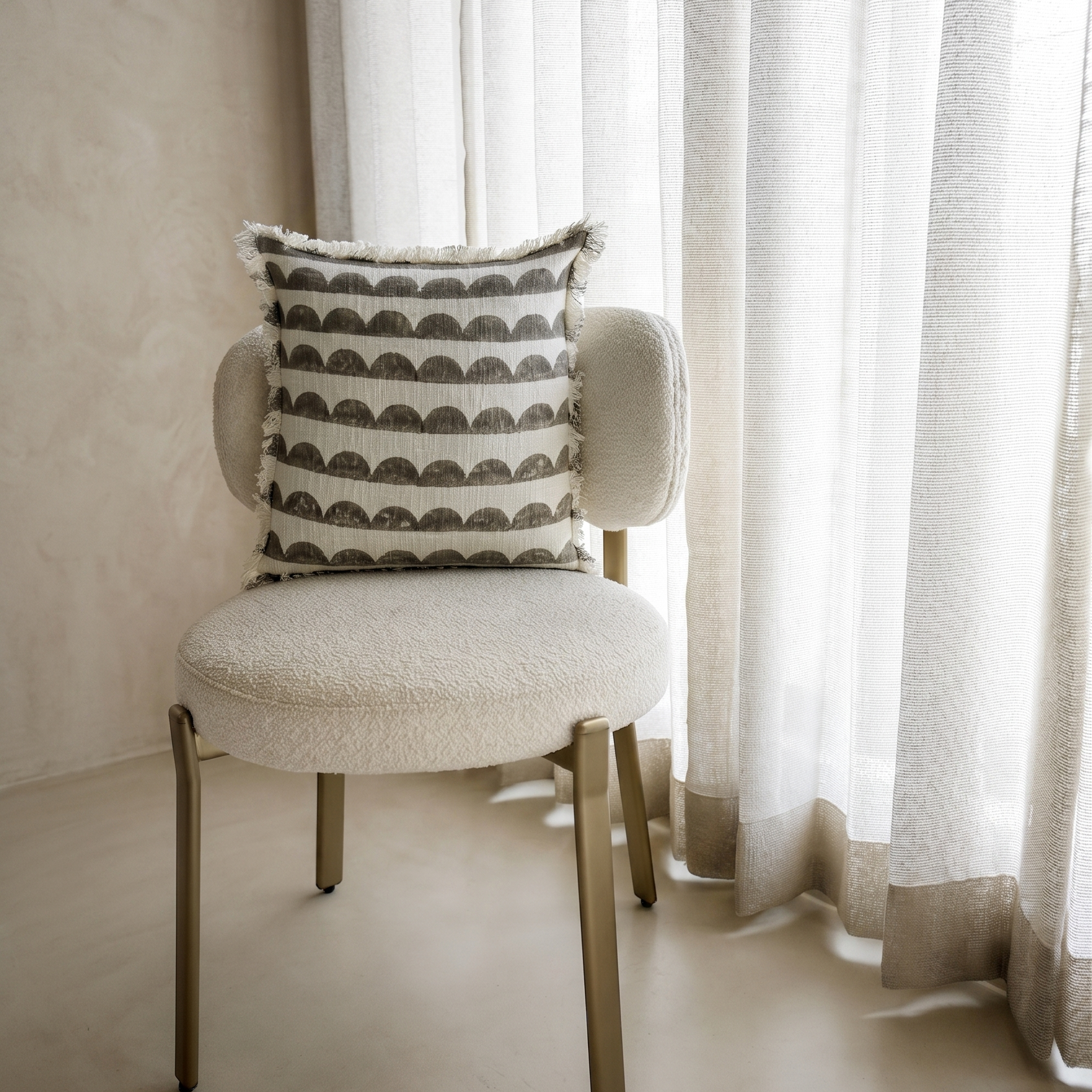 Pinewood Grey Scallop Cushion