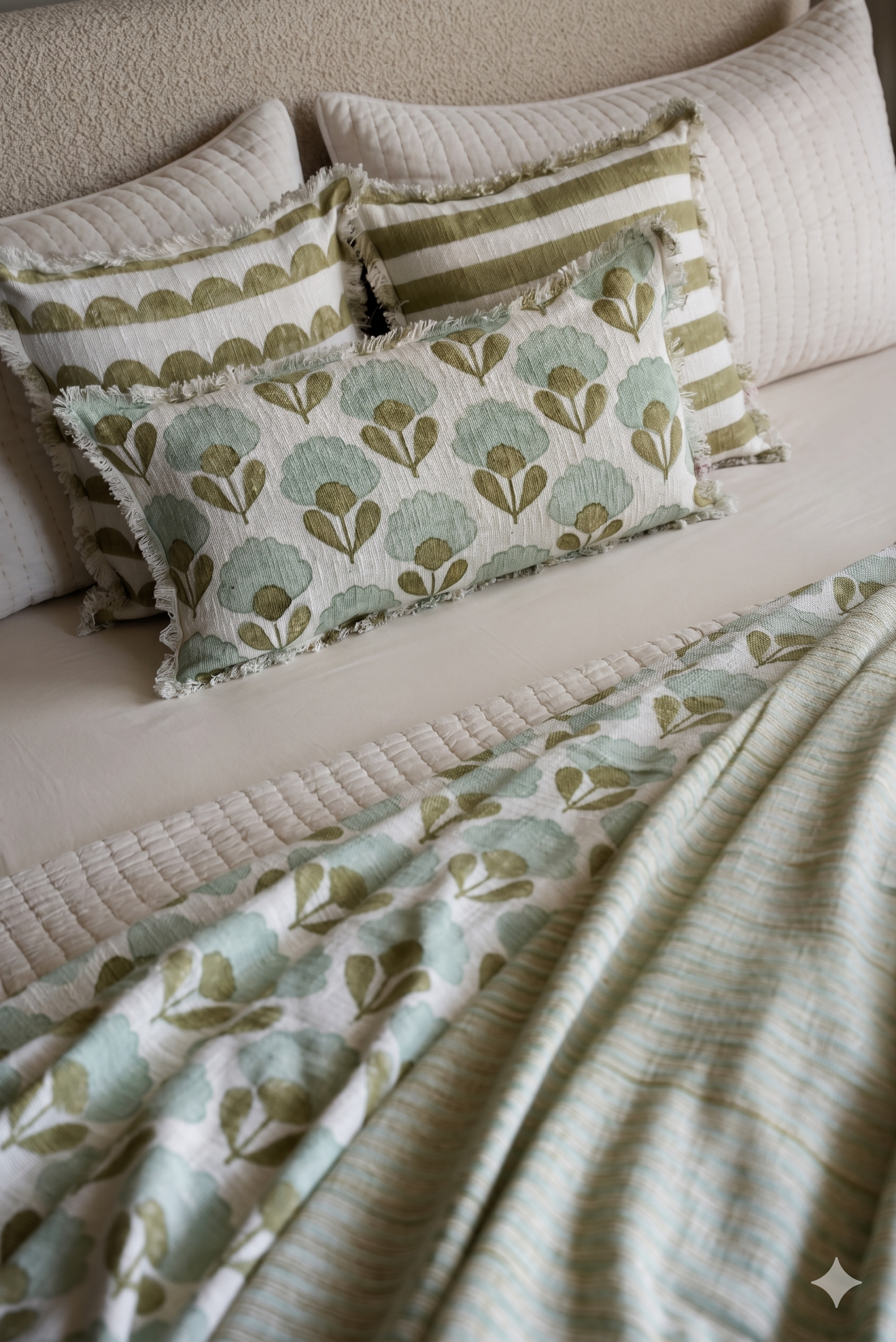 Light Blue & Lime Green Striped Throw