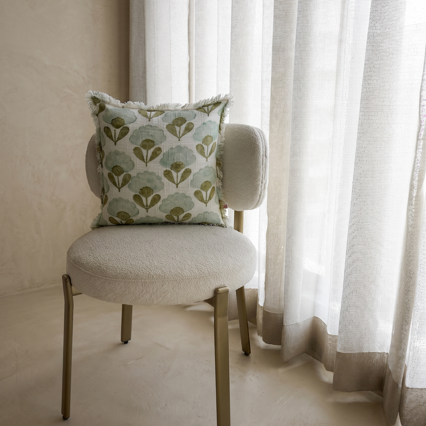 Light Blue & Lime Green Floral Cushion