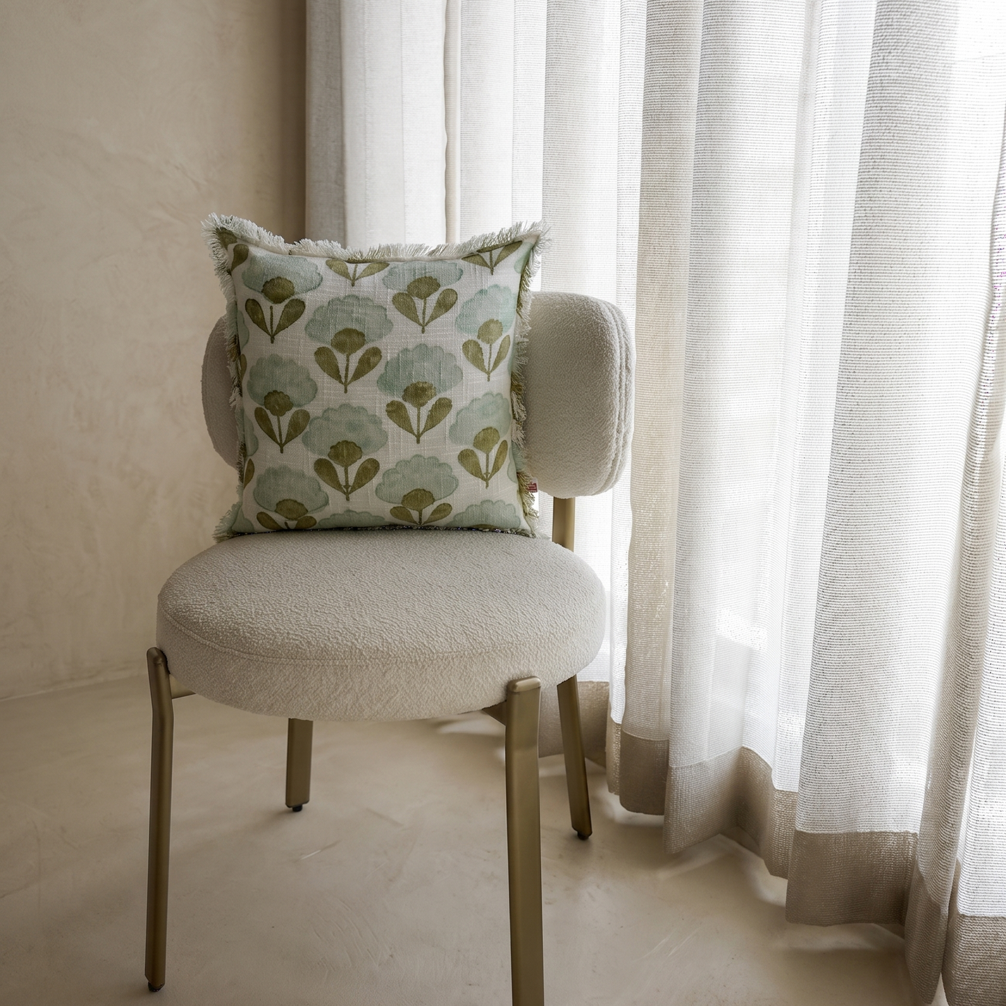Light Blue & Lime Green Floral Cushion