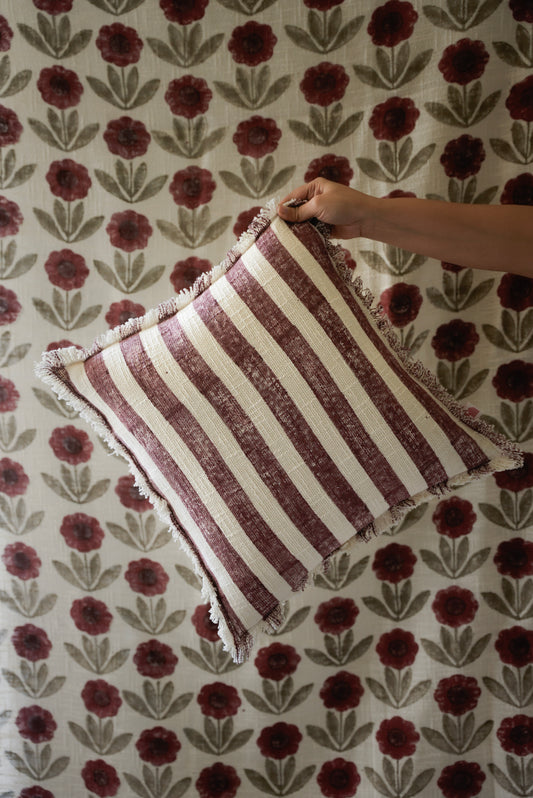 Burgundy Striped Cushion