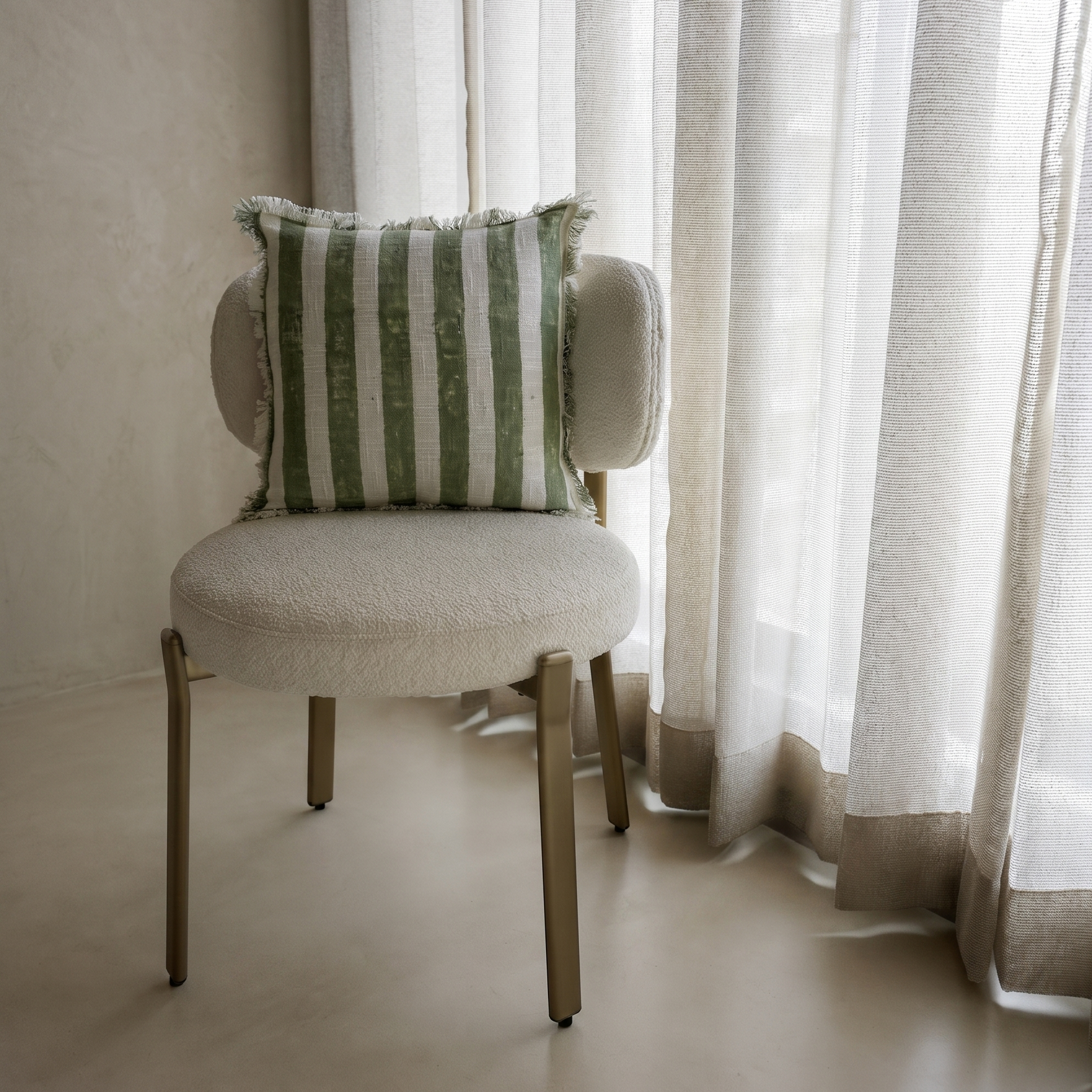 Leaf Green Striped Cushion