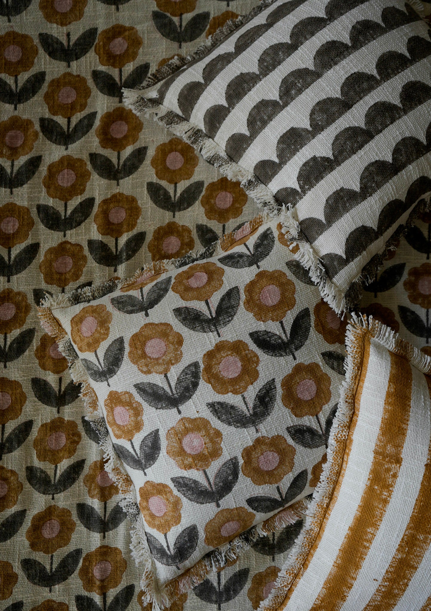 Charcoal Scallop Cushion