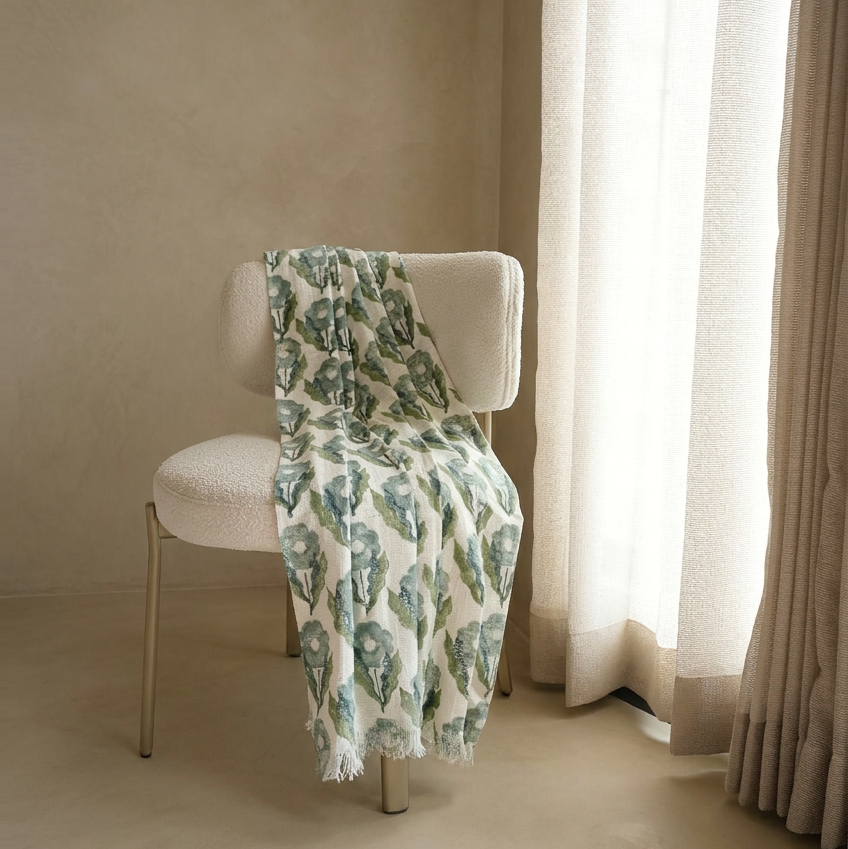 Indigo Floral Throw
