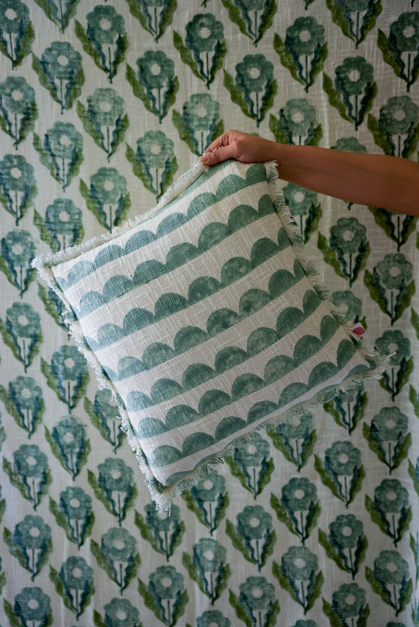 Indigo Scallop Cushion