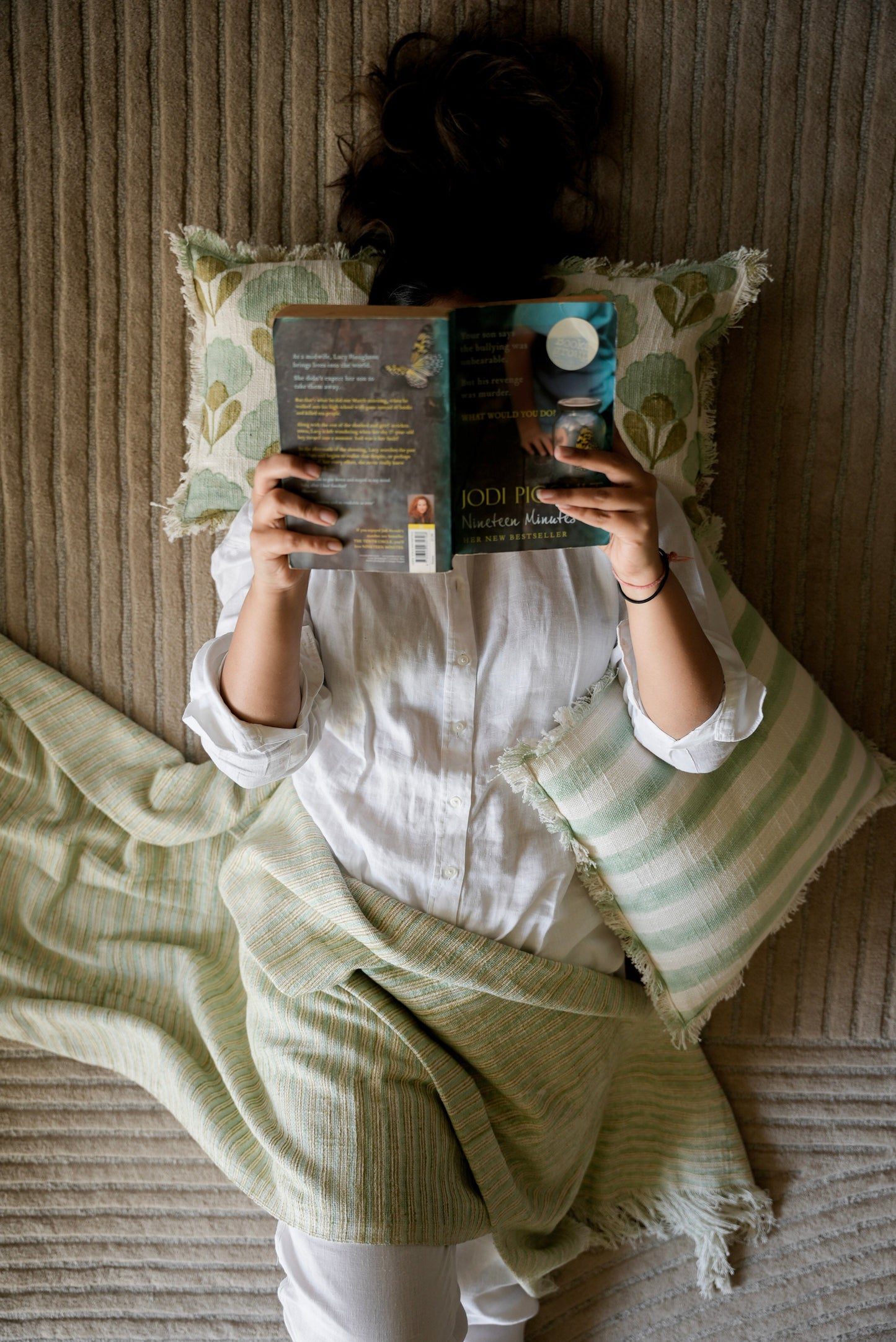 Light Blue & Lime Green Striped Throw