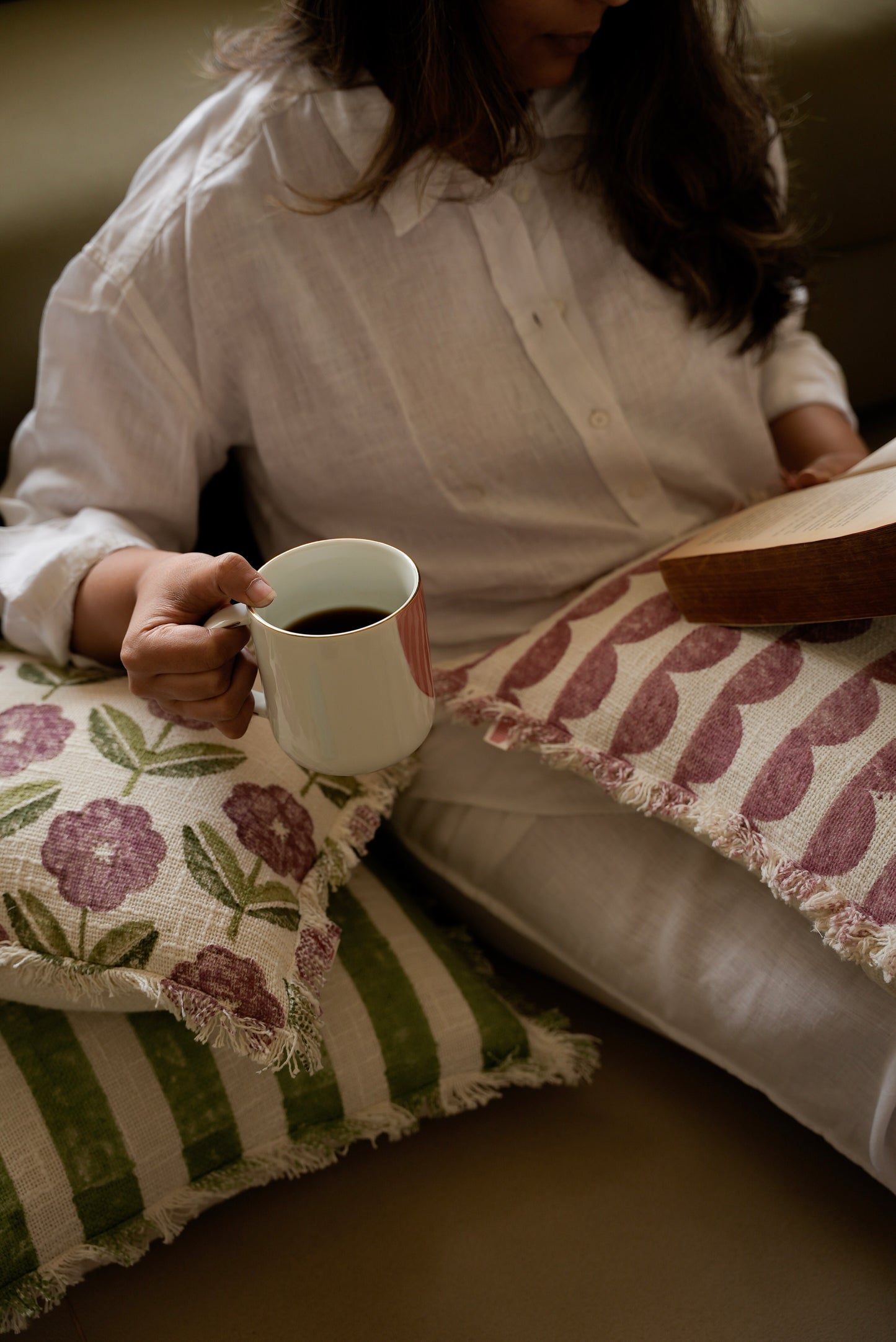 Rani Pink & Parrot Green Floral Cushion