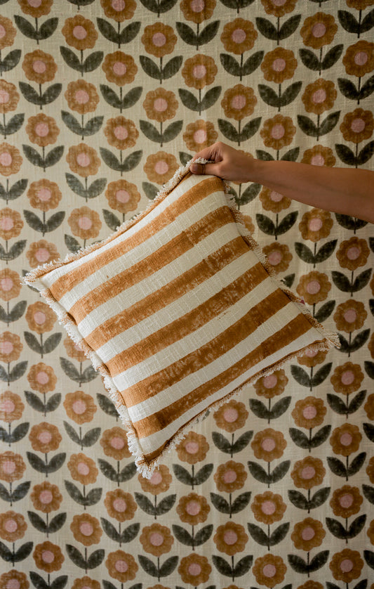 Ochre Striped Cushion